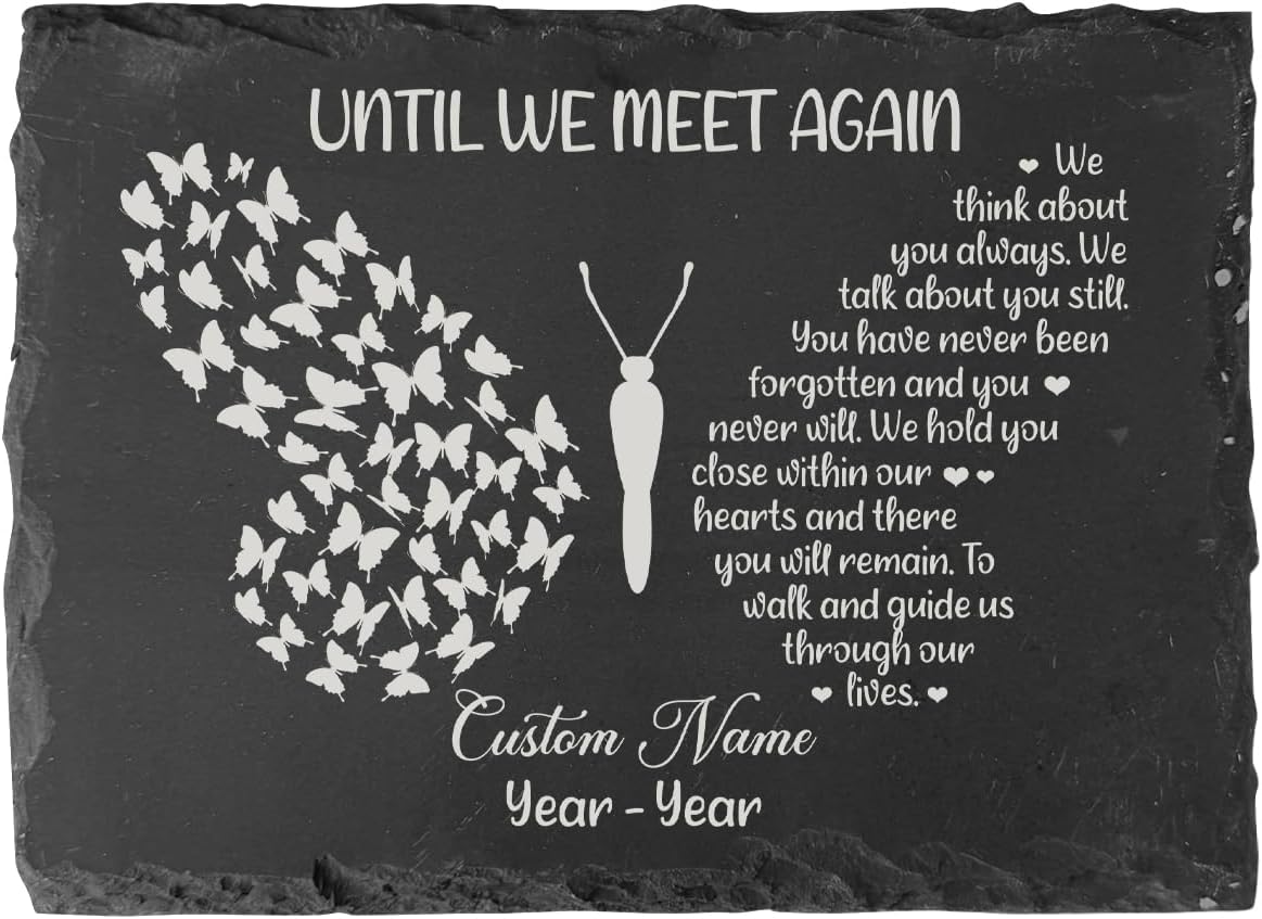 Memorial Stone Personalized - I Thought of You Slate Garden Stepping Stones, Sympathy Gifts for Loss of Loved One, in Loving Memory Plaque (DS1)