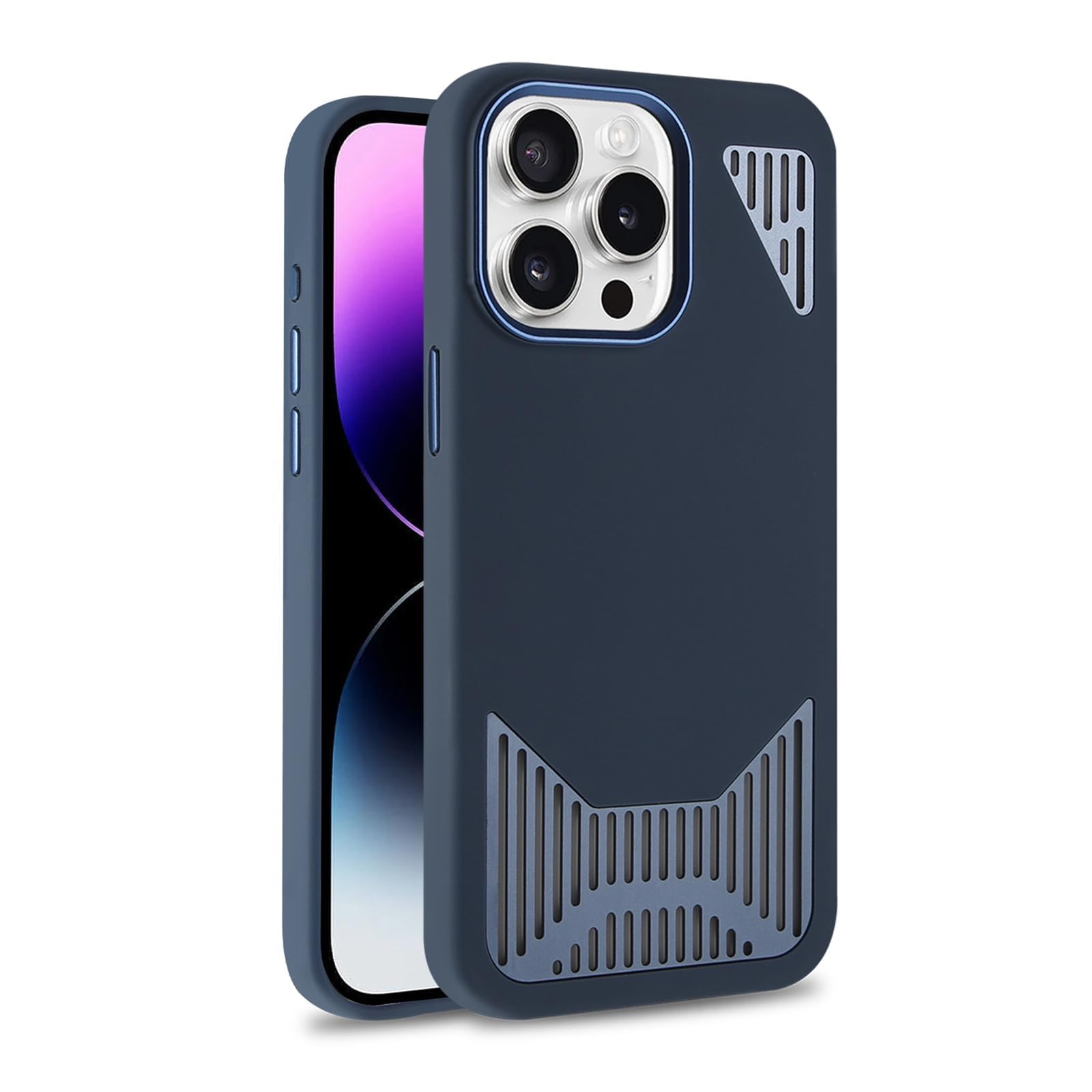 Custodia Magnetica Per IPhone 16/16 Pro/16 Plus/16 Pro Max, Custodia Per Telefono in Silicone Liquido Con Dissipazione Del Calore E Cornice in Metallo, Copertura Protettiva Per Lenti ,16,Blue1