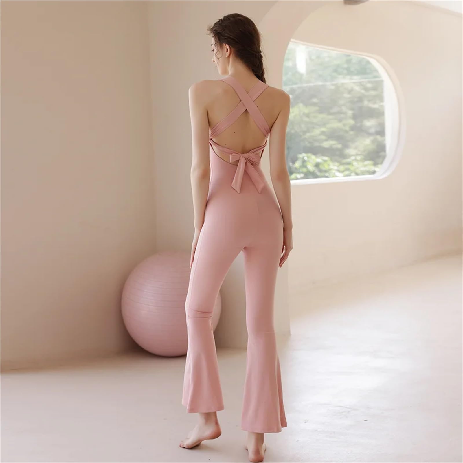 Damen Yoga Einteiler Einteilige Damen-Yoga-Overalls, Schlaghosen, Sportanzüge mit Brustpolstern, Fitnessstudio-Outfits, Trainingssets, Fitnessbekleidung, Sportkleidung