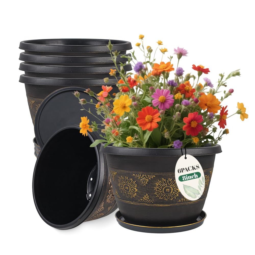 Usocik 6 Pack 8 Inch Plant Pots