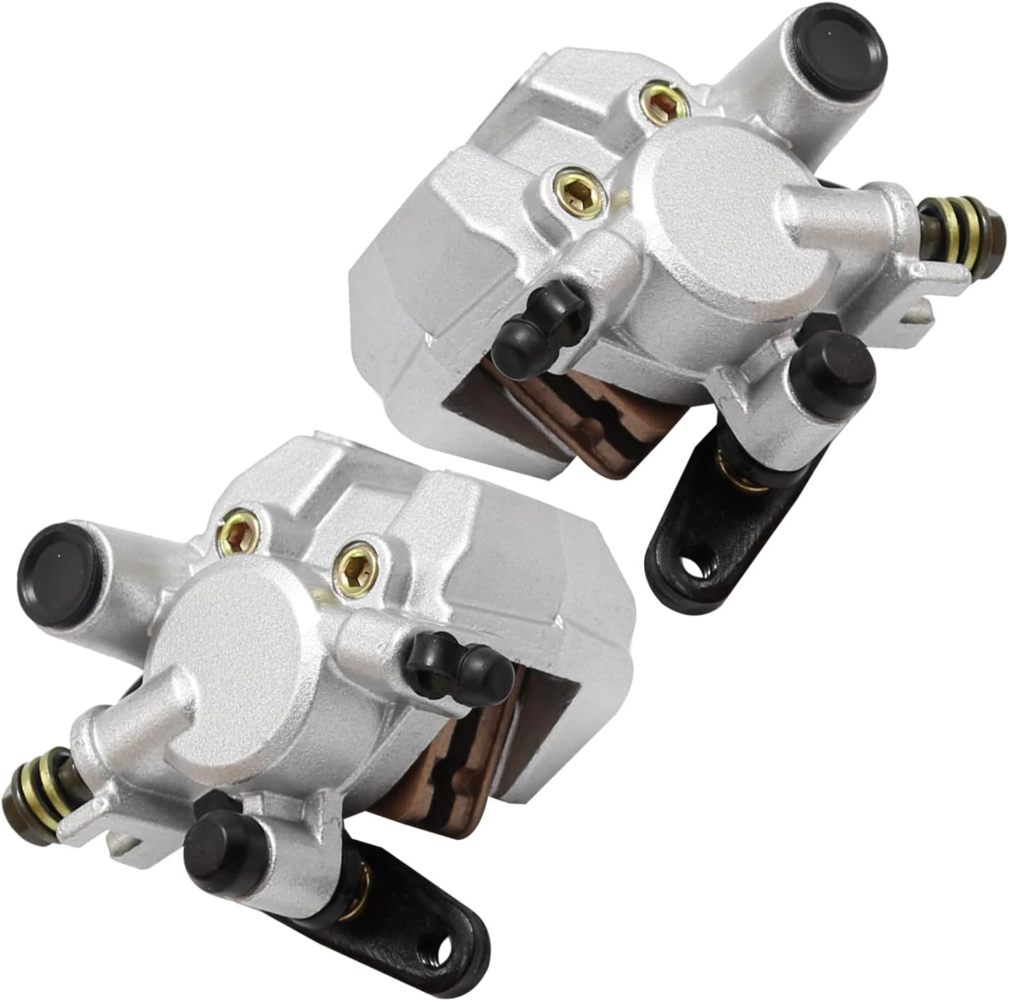 Front Left & Right Brake Calipers & Pads Replaces # 3GD-2580T-01-00 3GD-2580U-01-00 Replacement for Yamaha Banshee Big Bear Grizzly Kodiak Raptor Warrior Wolverine YFM 125 250 350 400 450 660 YFZ350