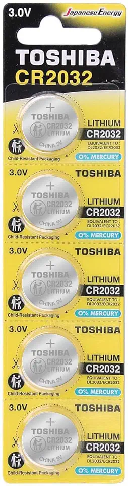 Pilha Moeda Lithium 3V CR2032 (C/5 Pilhas) Toshiba