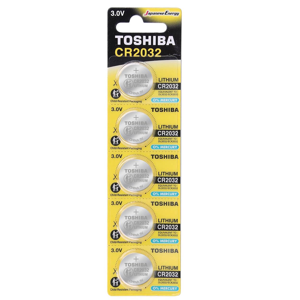 Toshiba Cr2032 3V Lithium Coin Cell Battery, Pack Of 5