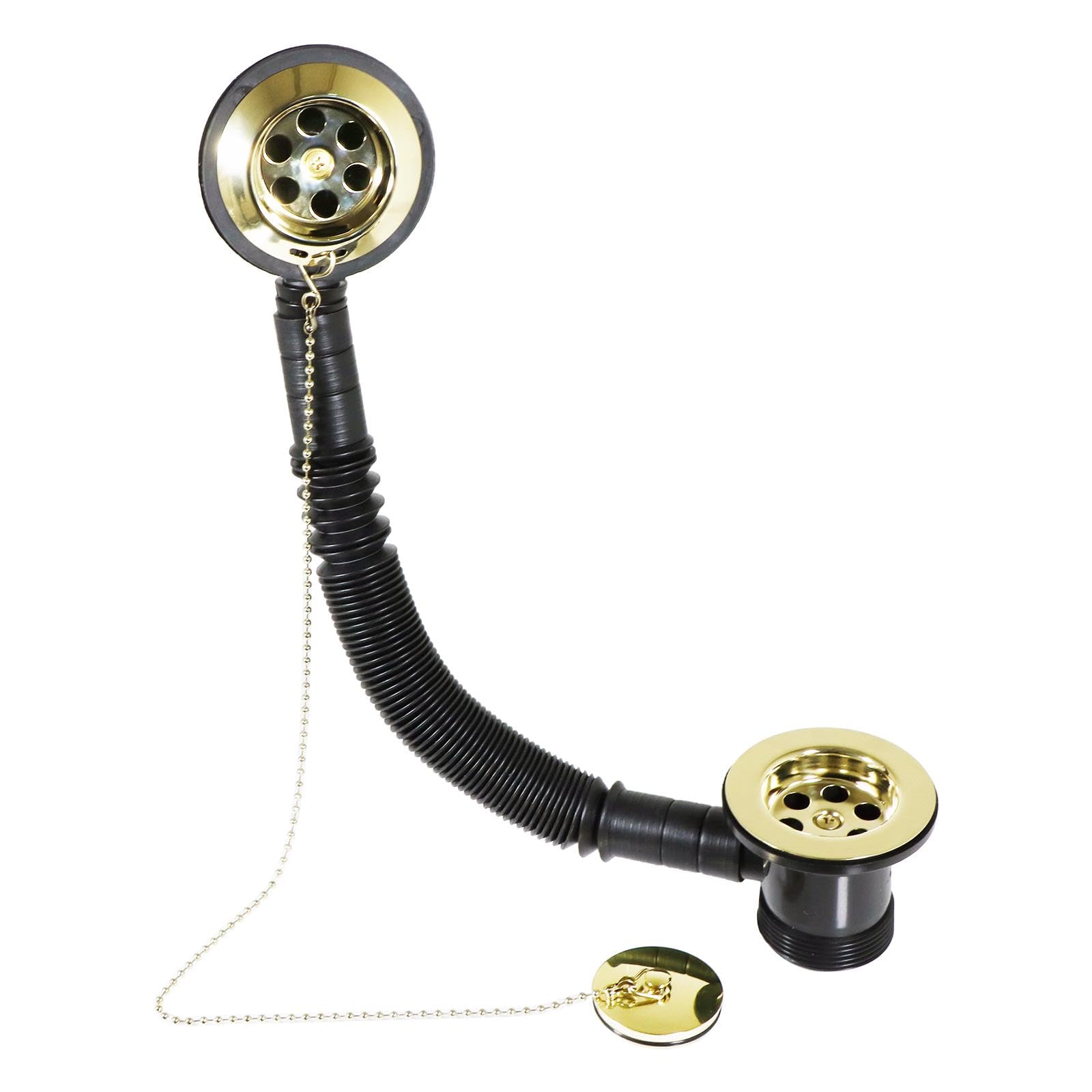 Spares2go Silver Bath Combination Waste Overflow Plug & Chain 40Mm 1.5" (Silver)