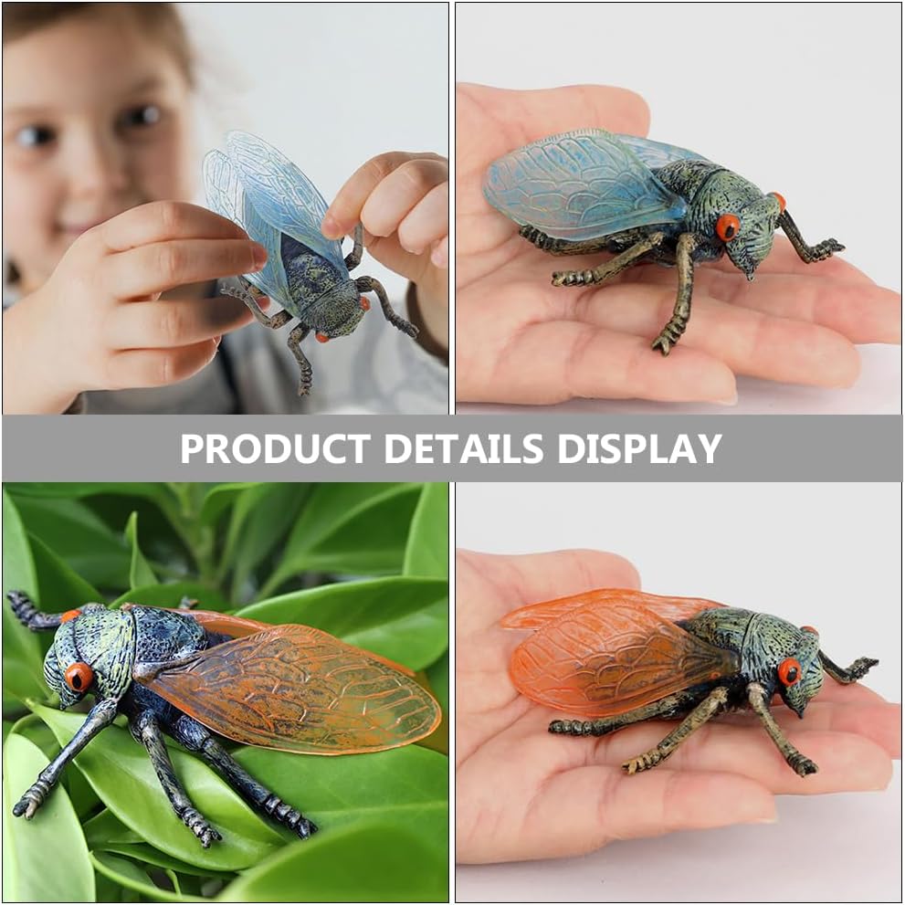 Hemoton 2pcs Realistic Cicadas Model Ornament Decor Animal Toys Models Cicadas Figurine Small Statue Fake Insect Model Cicadas Figure Model Child Plastic Paperweight Sand Table, 8.5X7X3CM