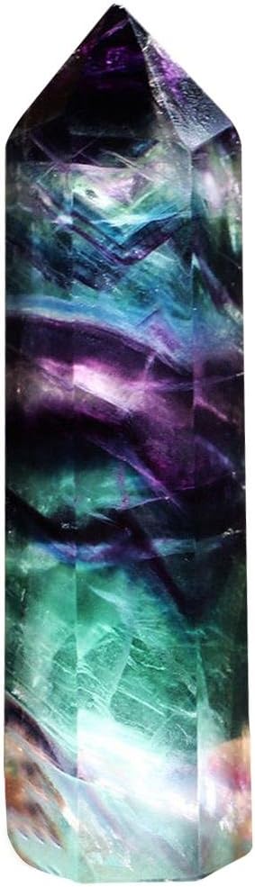 Sponsi Healing Crystal Wands, Natural Fluorite Hexagonal Wand Treatment Stone,Crystal Stone for Healing Reiki Chakra Meditation Therapy Decor