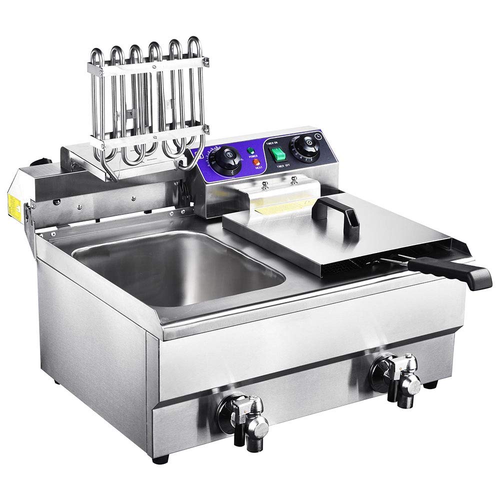 WeChef Commercial Dual Tanks Electric Deep Fryer with Basket Timers