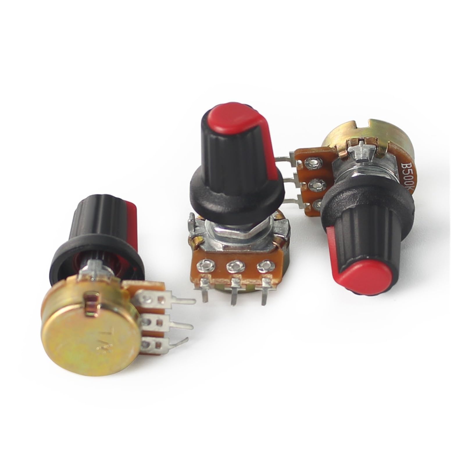 JENKEM 50Set WH148 Potenciómetro Giratorio Lineal B1K B2K B5K B10K B20K B50K B100K B250K B500K B1M 3Pin 15mm Eje con perillas Rojas AG2 (Size : 1K Ohm)