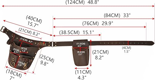 Miniatura 4 de Tourbon - Cinturón de herramientas de cuero para jardín y floristería, delantal, herramientas de utilidad, funda para cintura, bolsa de cintura para
