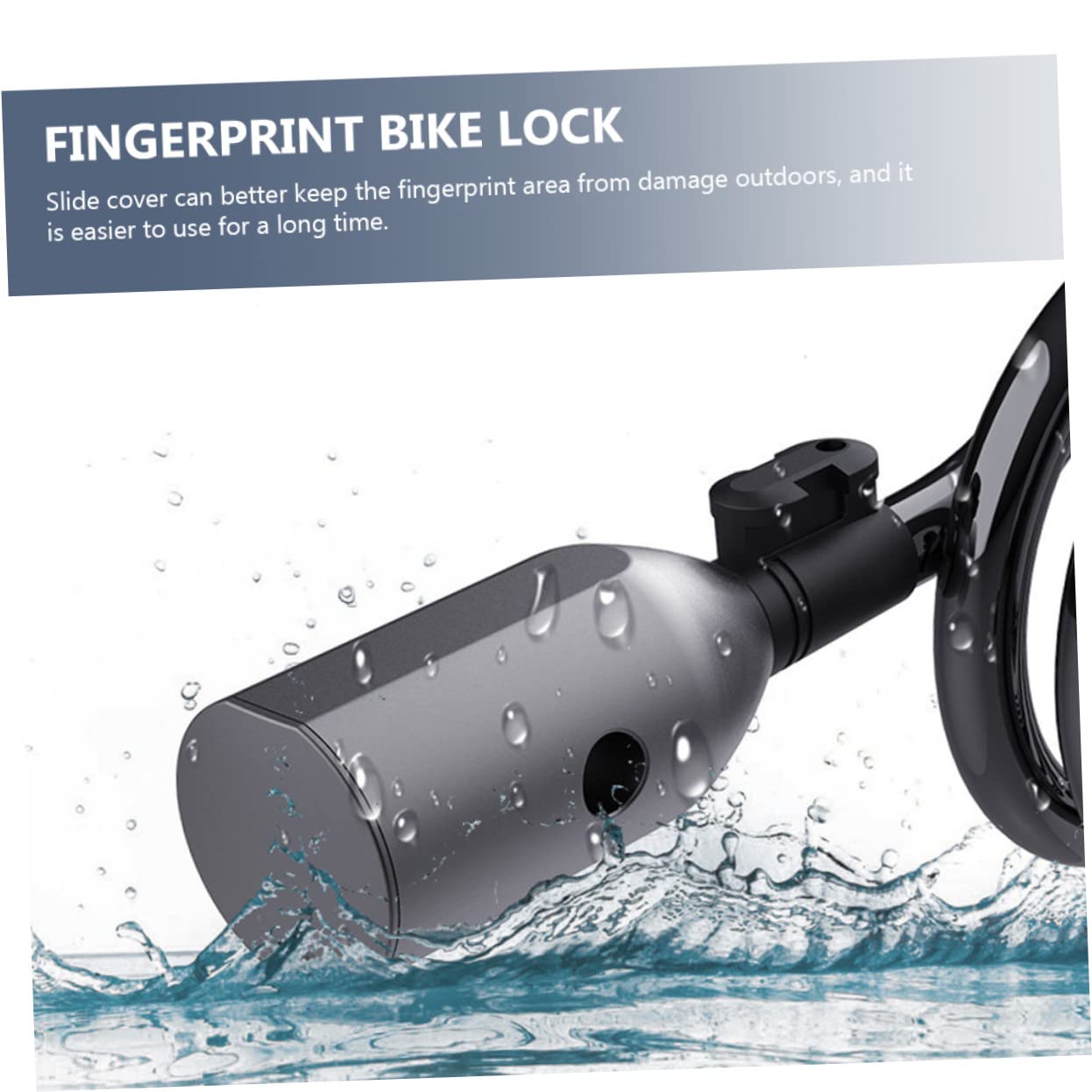Candado de Bicicleta Huella Dactilar Negro, 1 Juego Ip65