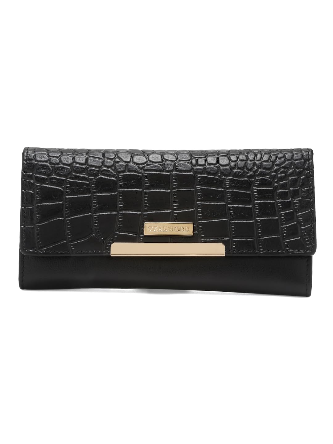 Women's 2 Fold Leather Wallet for Women, Clutches & Purse (W21, Croco Black)-image-19