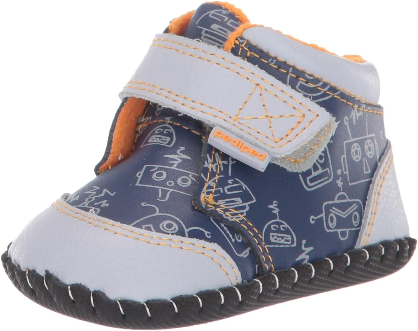 pediped Baby-Boy's Troy Crib Shoe, Grey Robot, 0-6 Months Child EU Infant (0-6 Months US)