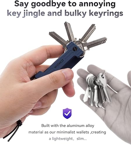 Miniatura 3 de Llavero compacto - Organizador de llavero minimalista - Llavero EDC Llavero Lanyard Leather Lanyard - Llavero de aluminio