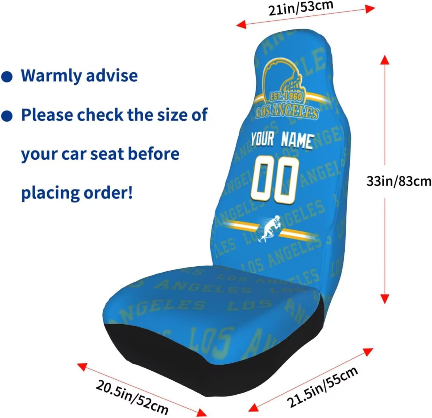 Custom Car Seat Covers, Non Slip Thick Elastic Soft Car Accessories,Personalized Name and Number,Fit Most Car, Truck, SUV, Van-2PC.