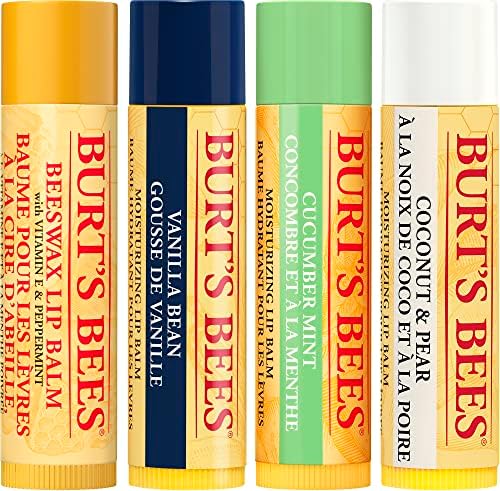 Burt's Bees Lip Balm Gift Set, Beeswax, Vanilla Bean, Cucumber Mint, Coconut & Pear, Lip Balm Multipack, 4x4.25g