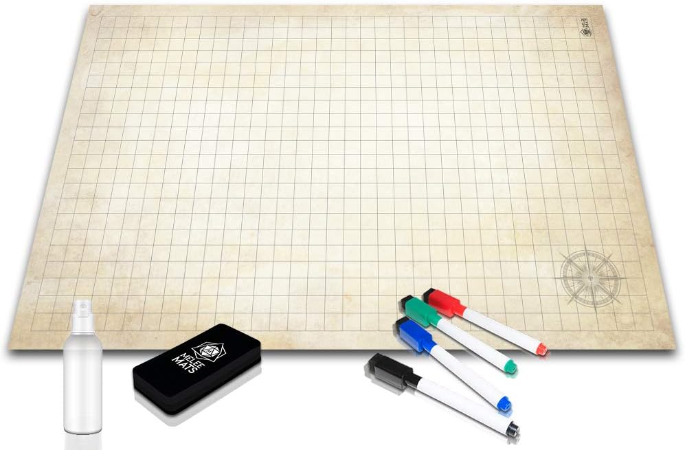 (Premium Polyethylene Material) - Battle Grid Game Mat - 24" x 36" - Table Top Role Playing Map - DnD Role Play - RPG Dungeons and Dragons Maps Tiles - Reusable Miniature Figure Board Games - Tabletop Gaming Mats (Distressed Terrain)