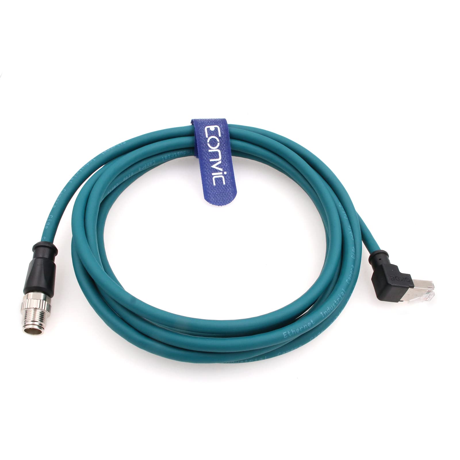 Eonvic Ethernet Shielded Cable M12 X-Type 8 Position to RJ45 Waterproof Industrial Network High Flex Cable for Cognex
