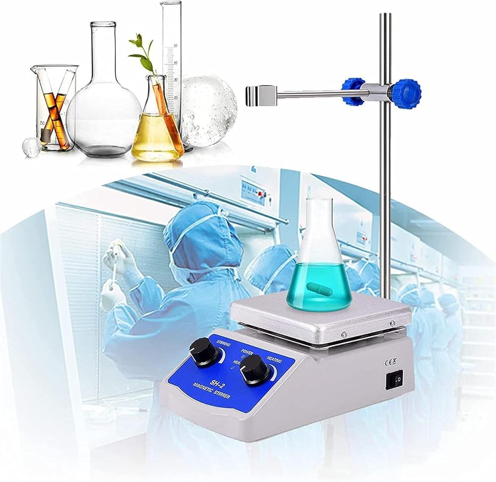 Potente agitador magnético de laboratorio, placa caliente magnética con calefacción, agitador magnético para laboratorio, aula, investigación científica, bricolaje en casa
