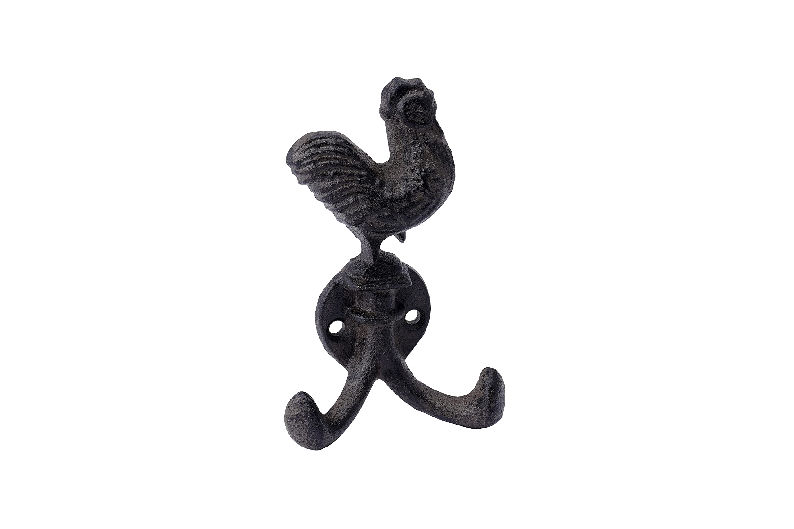 Cgb Giftware Brown, Black Cast Iron Classic Cockerel Double Wall Hook | Farm Animal | Easily Wall Mountable | Features Pre Drilled Screw Holes | From Gb05814