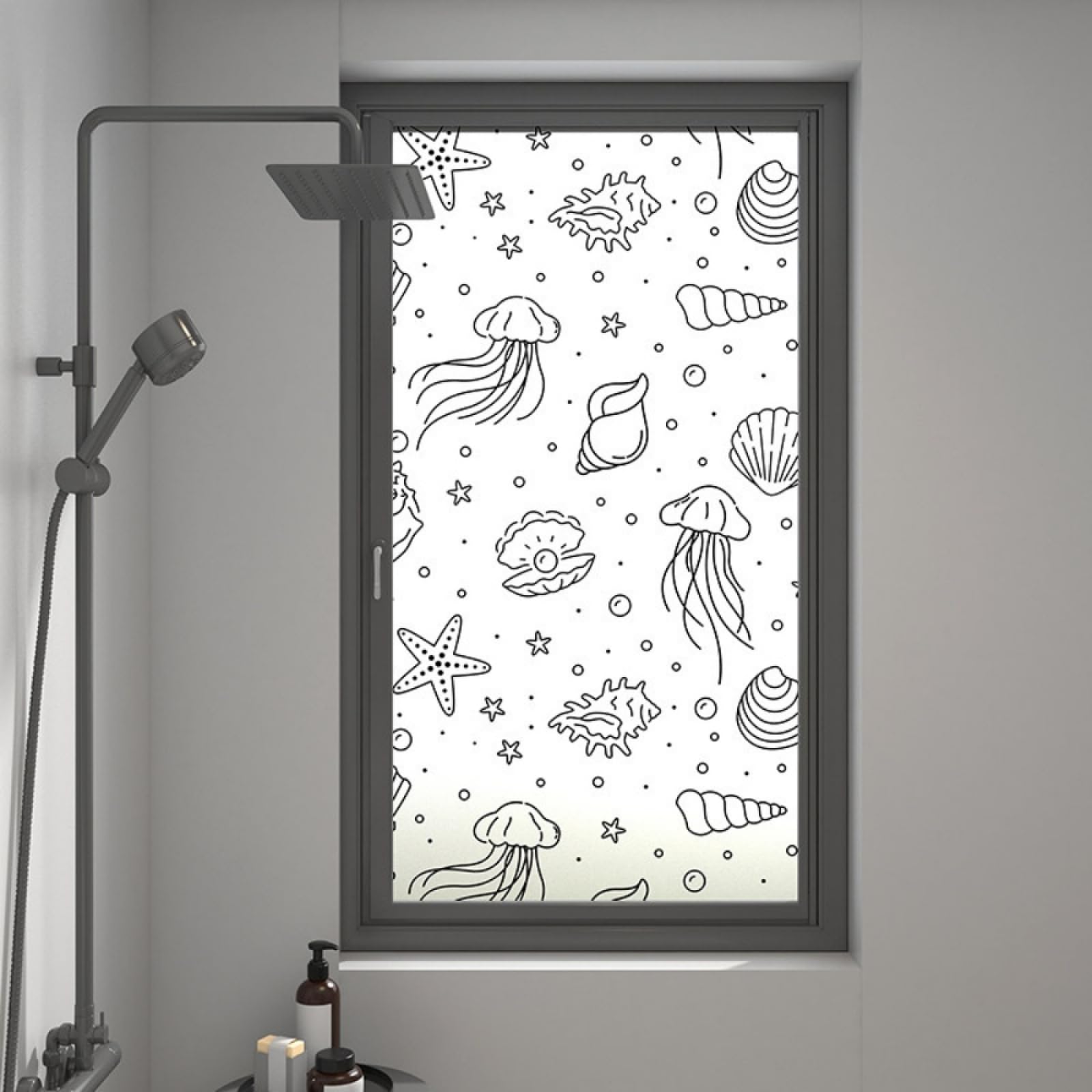 Pellicola Vetri Finestre 90X200CM Conch Grigio Pellicola Adesiva Per Vetri Oscurante,Autoadesiva,Pellicole Per Vetri Anti Uv,Privacy Finestre Per Casa/Ufficio