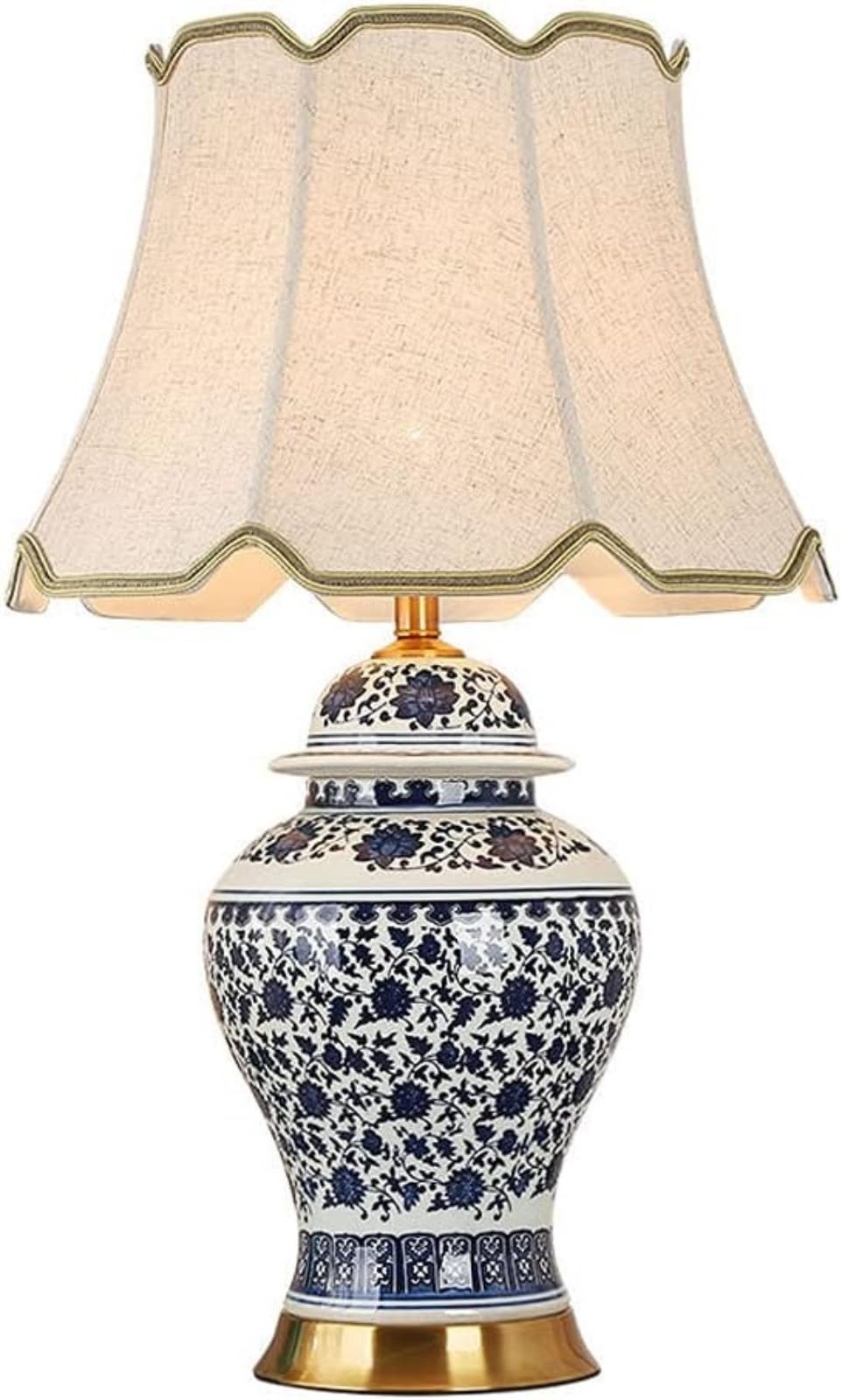 Blue and White Porcelain Table Lamp, Chinese Ginger Jar Ceramic Desk Lamp