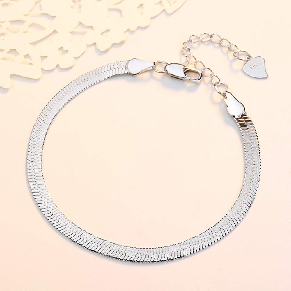 QHQQXN MOCHAMIK Brazalete Pulseras de Cadena, Plata de Ley 925 Exquisita Cadena de Serpiente de Plata a Mano Joyería de Plata de Moda Regalos para Hermanas Amigas Parejas Mamá