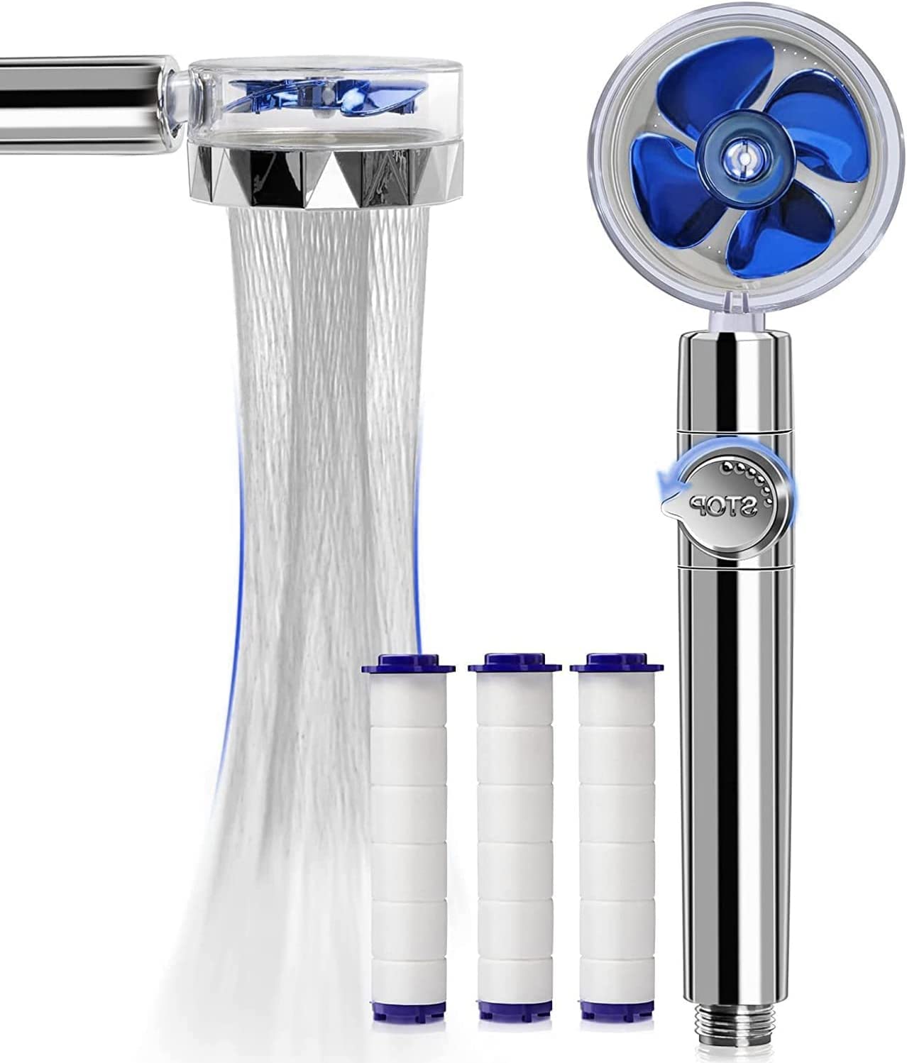 High Pressure Shower Heads, Water Saving Turbo Shower Head with 3
