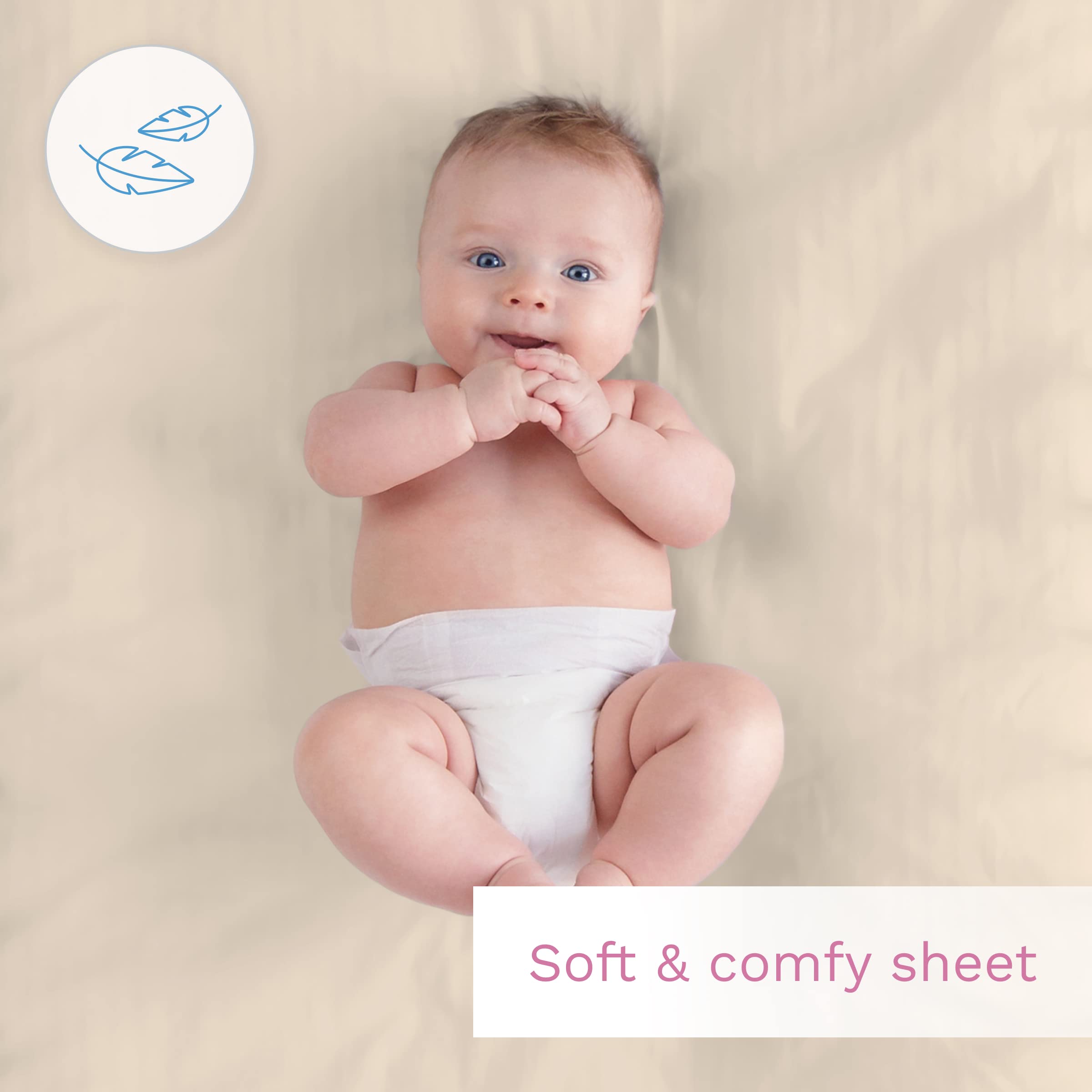 Jersey 100% Cotton Fitted Sheet for 90 x 55 cm Baby Bedside Crib Mattress (Cream) — view 7