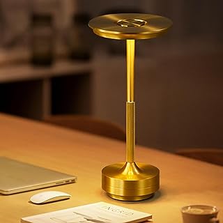 テーブルランプ おしゃれ 間接照明 レトロ コードレス 北欧 タッチセンサー ベッドサイドライト 寝室 卓上 電気スタンド テーブルライト アンティーク 3段階調色 無段階調光 ナイトライト 充電式 ベッドサイドランプ (ゴールド(金))