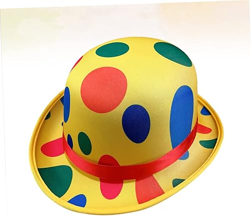 Miniatura 7 de NOLITOY Disfraz de payaso para fiesta de carnaval, cosplay, circo, ropa vintage, sombreros de fieltro, sombrero de payaso, gorra amarilla, trajes