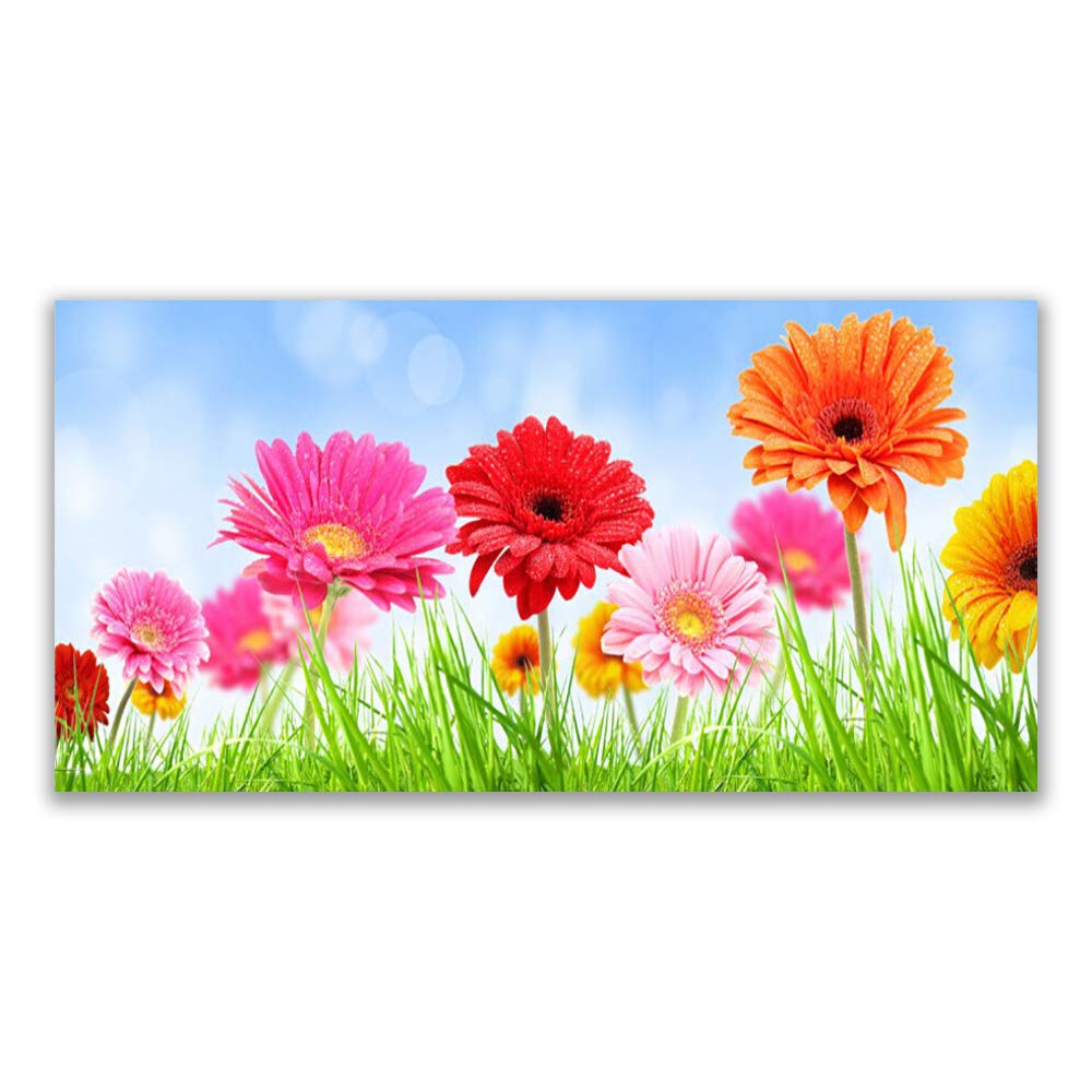 Impression sur Verre Fleurs et Herbe 140x70cm pour Salon Moderne