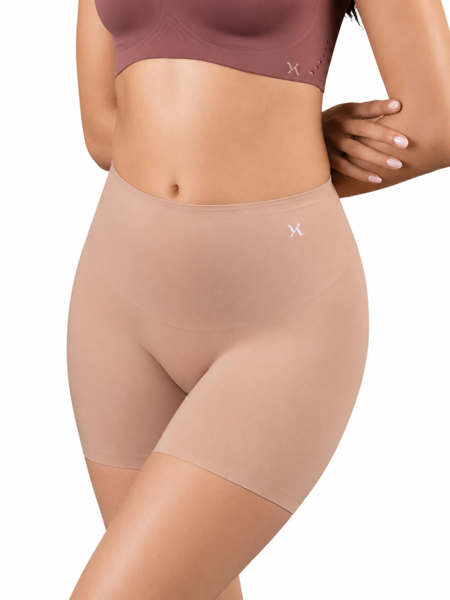 Krvvy High Waist Shaper Short for Women |Medium Compression On Belly | Seamless Tummy Control Shapewear |Cotton Gusset| Perfect for Cycling, Gym, Under Dresses-image-0