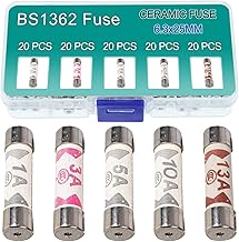 100Pcs BS1362 Fuse 3A 5A 10A 13A 1A Amp 240V Volt Ceramic Tube Fuses Mixed Household Mains Plug UK Assortment Kit
