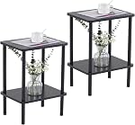 Apicizon 2 Tier End Table, Boho Side Table with Storage Shelf, Nightstand Bedside Table for Small Spaces, Bedroom, Living Room, Entryway, Farmhouse, Easy Assembly,White