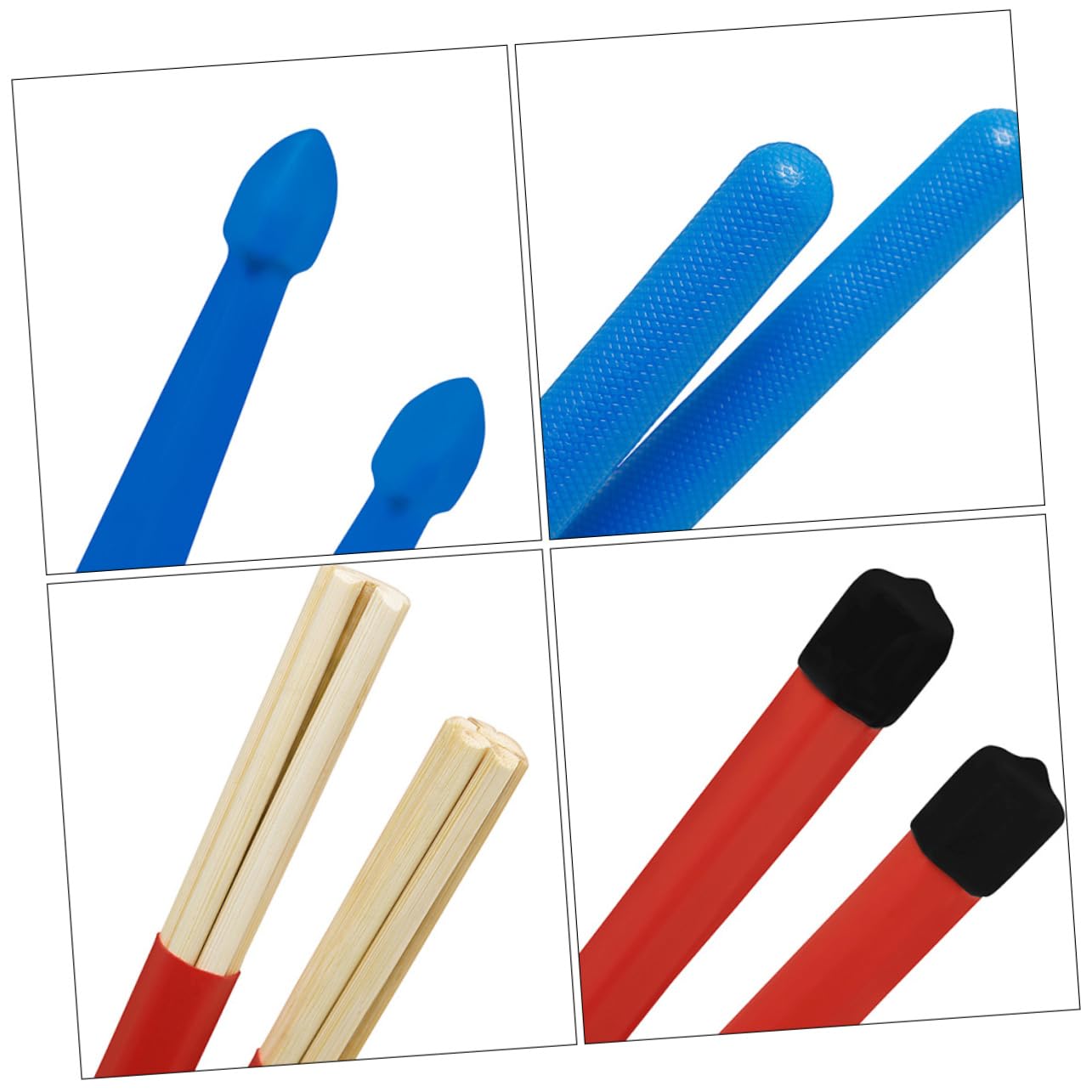 Kit Accessoires Batterie Comprenant Balai Fil D'acier, Baguettes Nylon Légères en Érable, Bloc de Serrage et Paquet de Rangement, Set Percussion Portable pour Répétition