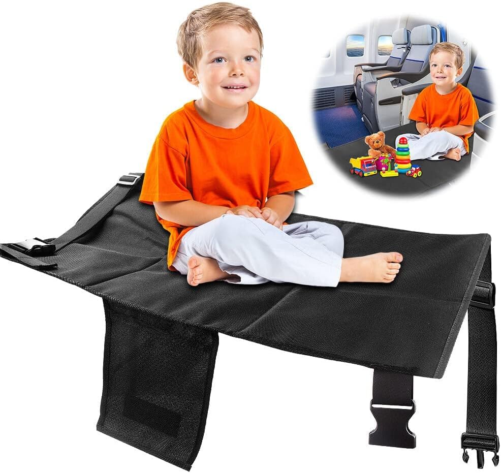 Image of Eclypse Therapy Toddler Airplane Bed - Airplane Seat Extender for Kids, Airplane Travel Essentials for Kids, Durable & Water-Resistant Oxford Fabric, with Travel Bag, Safe Design