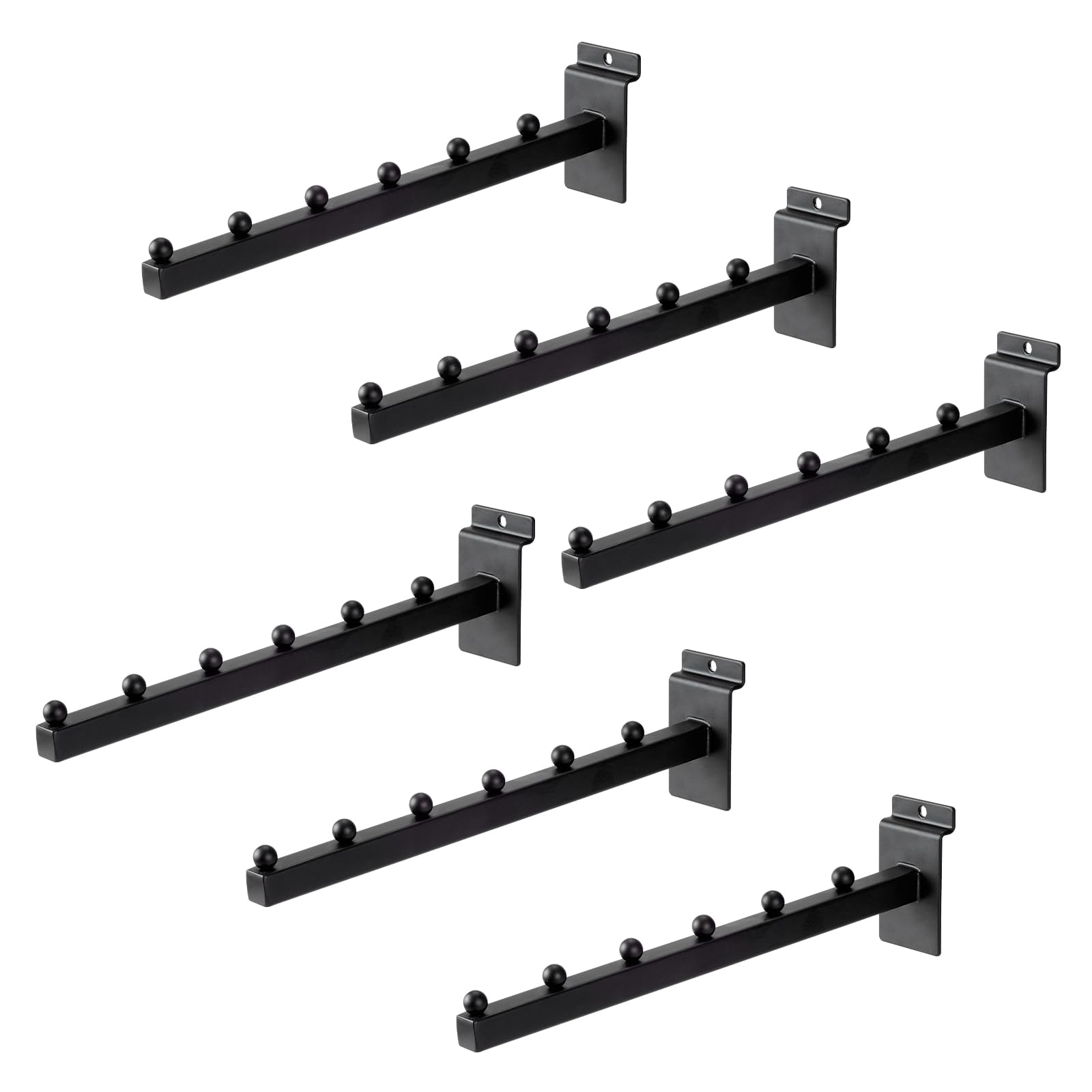 WETOECOTEC 12 Inch Waterfall Slatwall Display Hooks with 6 Balls, Heavy Duty Tube Slat Wall Hanger, Slatwall Accessories for Retail Display, Clothing, Bags, Accessories(6 Pack)