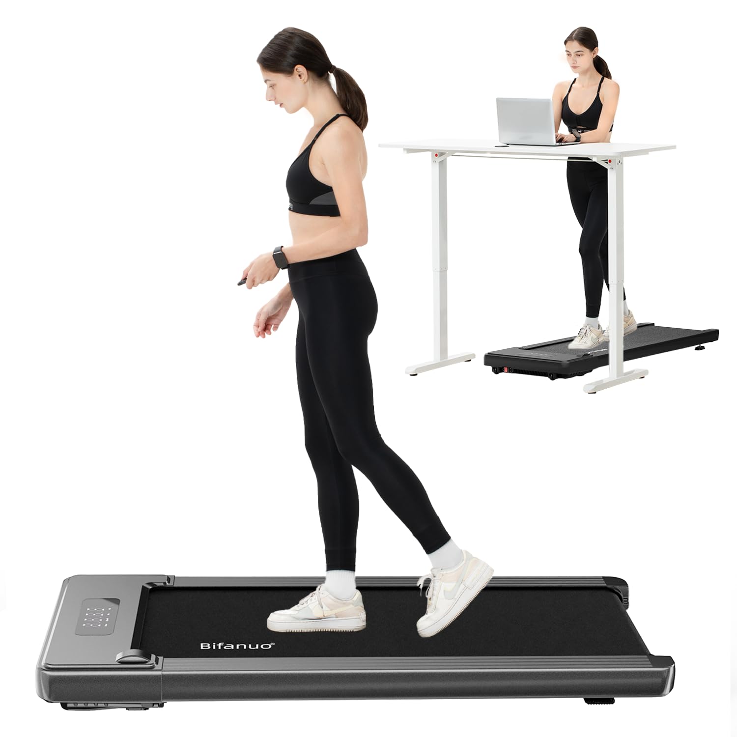 Bifanuo Walking Pad - Under Desk Treadmill for Home/Office, Portable with Remote Control LED Display - Ideal for Fitness Enthusiasts