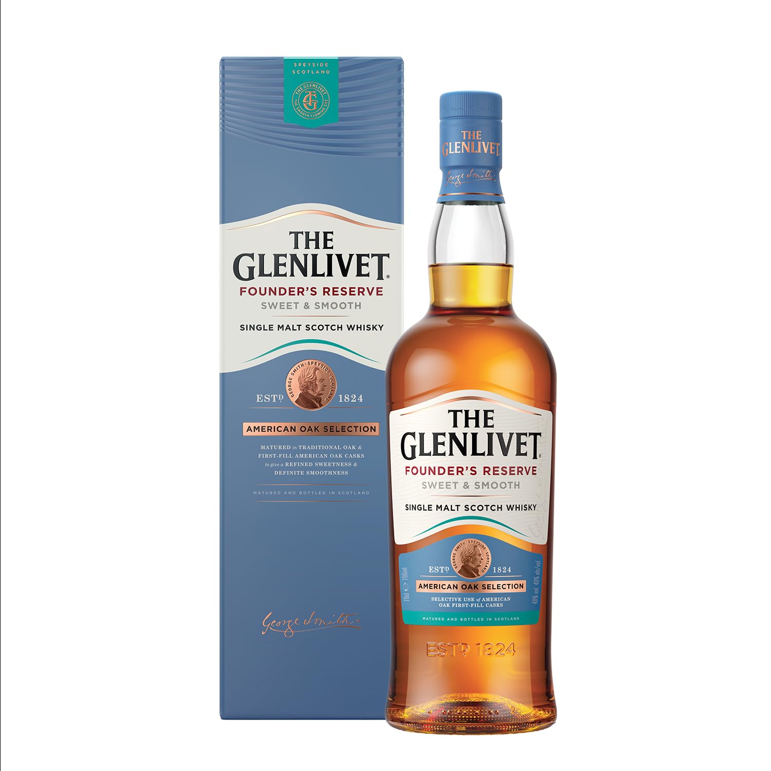 The Glenlivet Founder's Reserve Single Malt Scotch Whisky, 70cl, with Giftbox