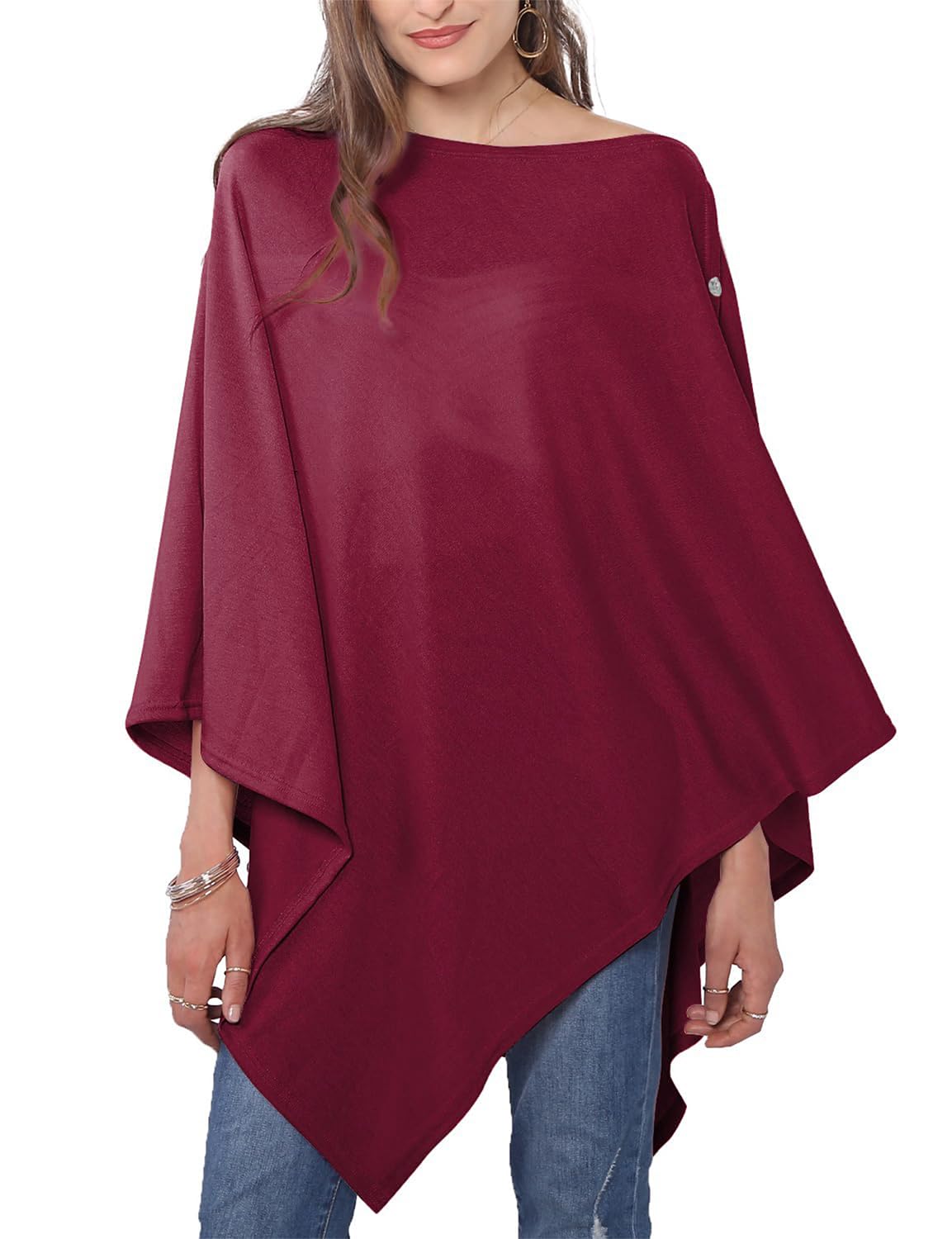 MissShorthair Women's Lightweight Knitted Scarf Poncho Sweater Cape Shawl Versatile Summer Fall Ponchos Wraps Cardigan
