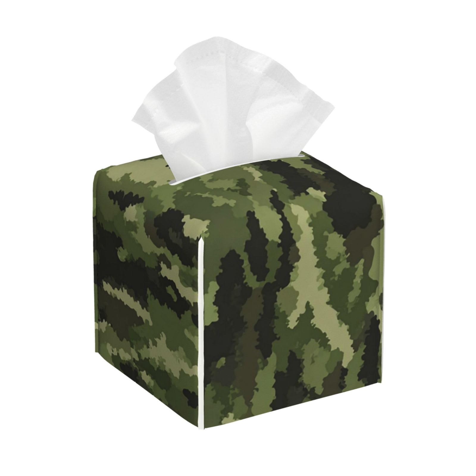 Green Military Camo Tissue Box Cover Square Cube Boxes