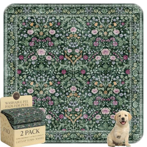 Image of Washable Pee Pads for Dogs,Great Urine Absorbent Reusable Puppy Training Pads,Waterproof,Leak-Proof & Non-Slip Potty Pads for Whelping,Crate,Playpen,Bed.(Midnight Garden Floral,54 inchx54 inch)