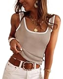Women's 2025 Ribbed Tank Tops Knit Square Neck Sleeveless Shirts Summer Casual Basic Tanks