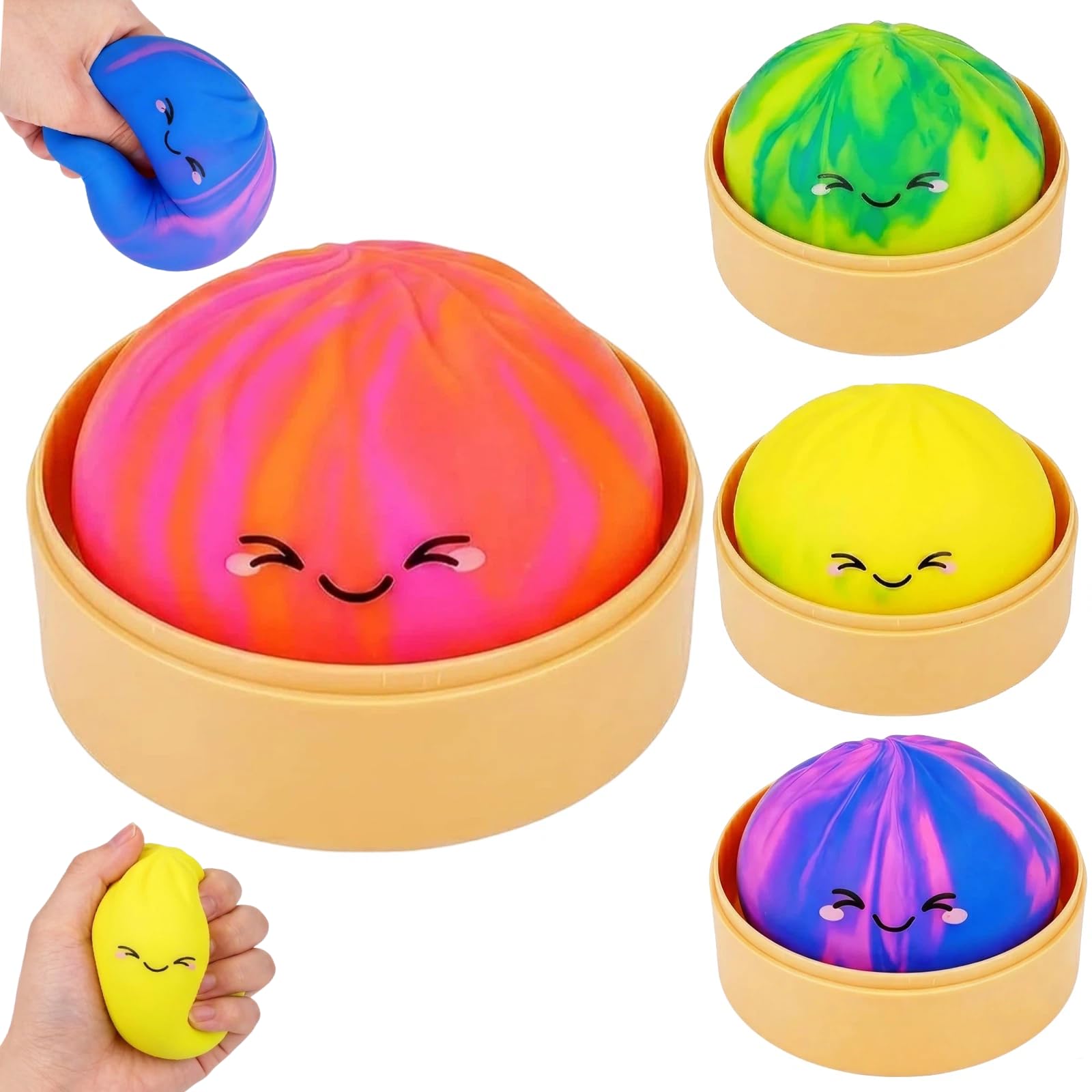 Dumpling Squishy, Colourful Mystery Dumplings Soft Squeeze Decompression Dough for Adult Emotional Relaxation, Sensory Desk Accessory (Random Colour)