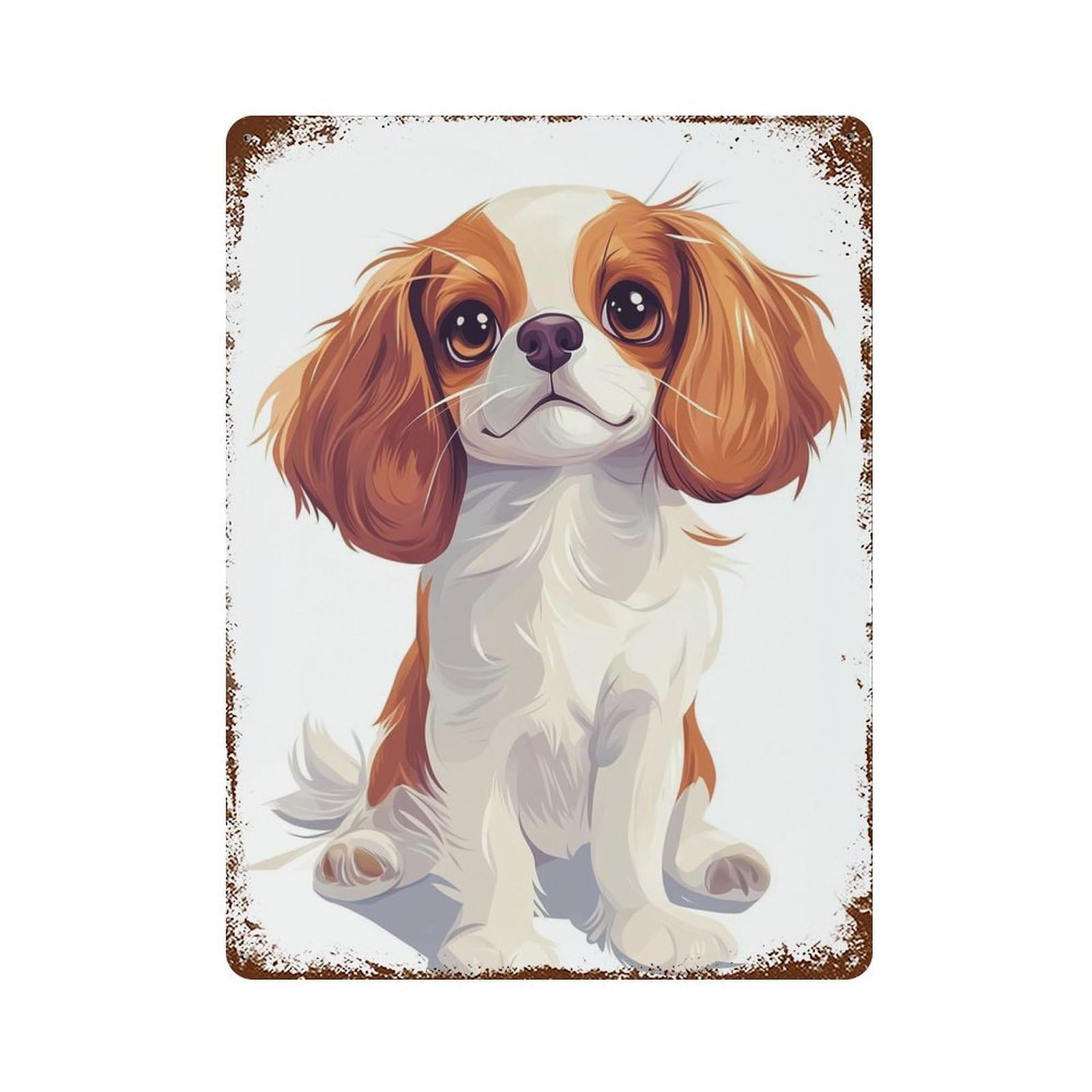 Cute Cavalier King Charles Spaniel Vintage Metal Tin Sign 15.7"x11.8", Ideal for Living Room, Hallway And Home Decor