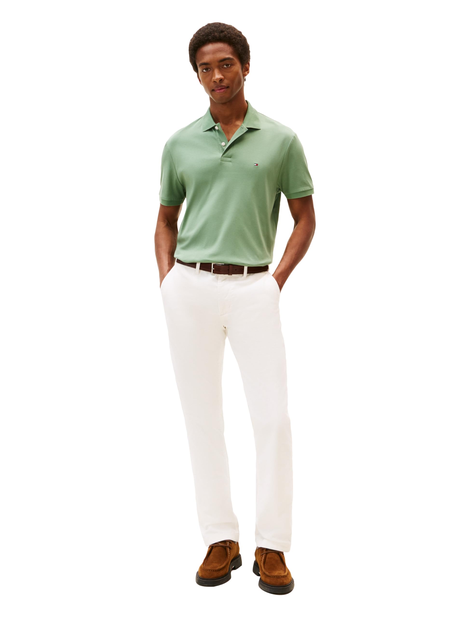 Tommy Hilfiger Liquid Cotton Essential Reg Polomw0mw35585 Polo Esencial de algodón líquido Hombre (Pack de 1)