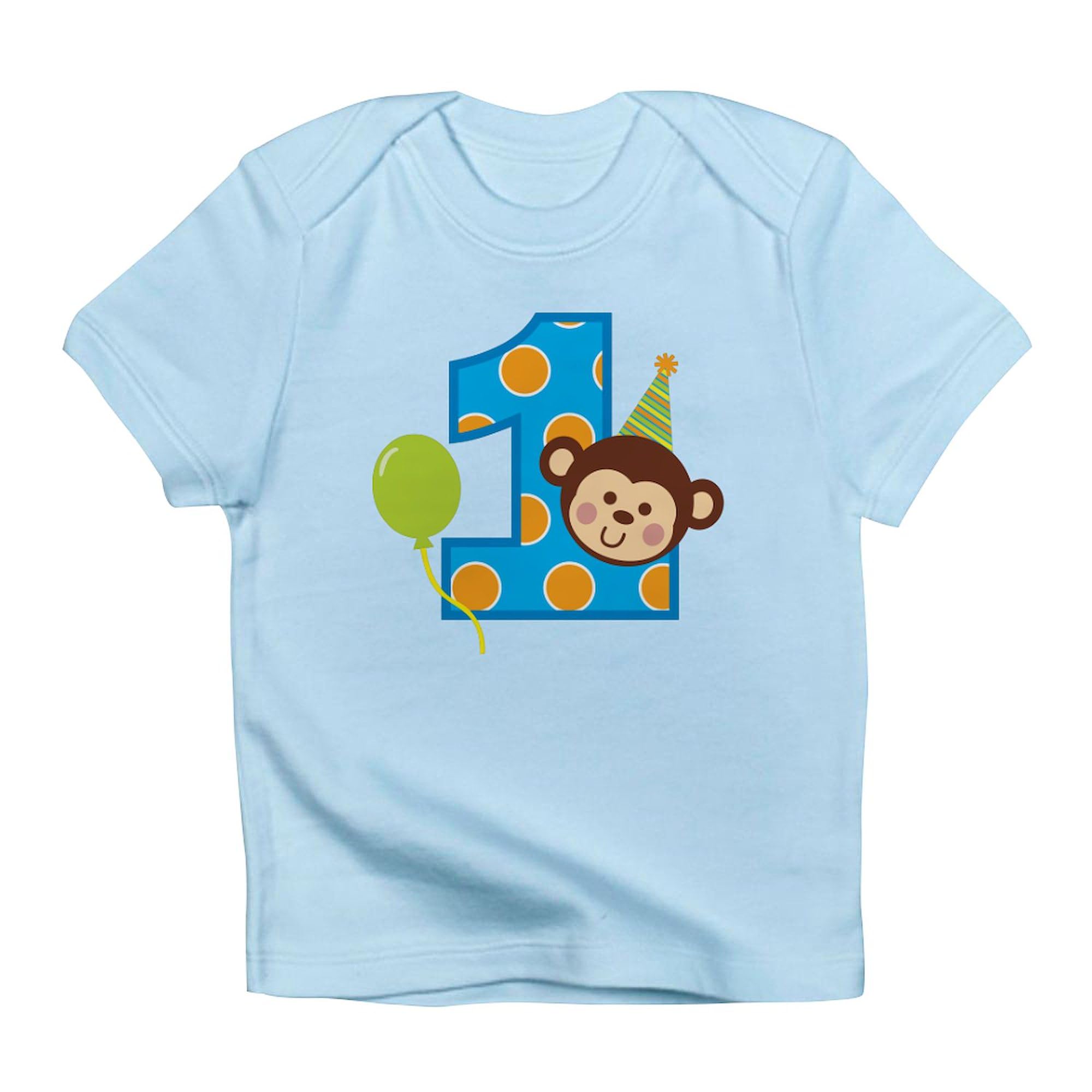 CafePress Boy Monkey 1St Birthday Infant T Shirt Short Sleeve Baby Graphic T-Shirt Sky Blue