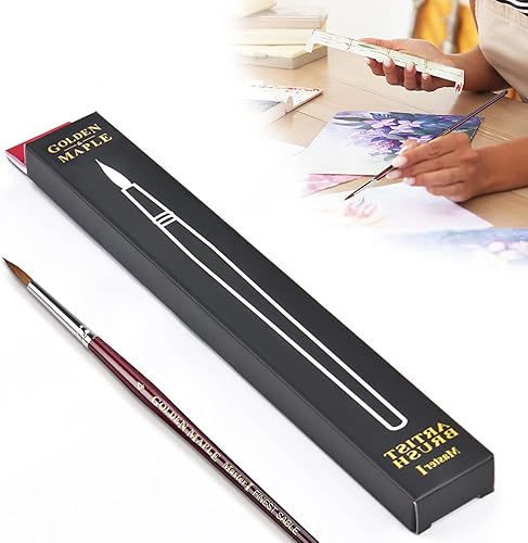 Kolinsky Sable - Pinceles para acuarela, tamaño redondo 4, pinceles de acuarela golden maple Sable, pincel de pintura fina para artista, pinceles