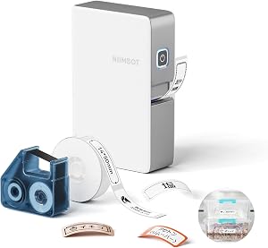 NIIMBOT N1 Label Maker with Black Ribbon and White Labels, Bluetooth Connection, Mobile Editing, Color Printing, Mini Sticker Printer for Labeling Office Files