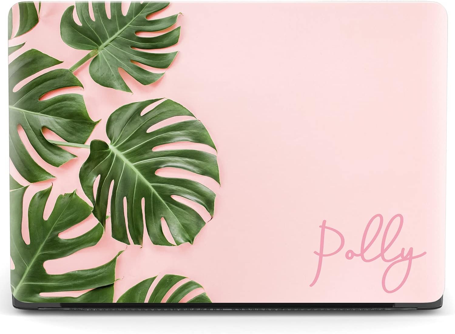 Mertak Hard Case Compatible with MacBook Pro 16 14 Air 15 13 inch M3 M2 M1 Mac 2024 2023 2022 2018 Minimal Laptop Clear Tropical Leaves Protective Touch Bar Name Monstera Personalized Print